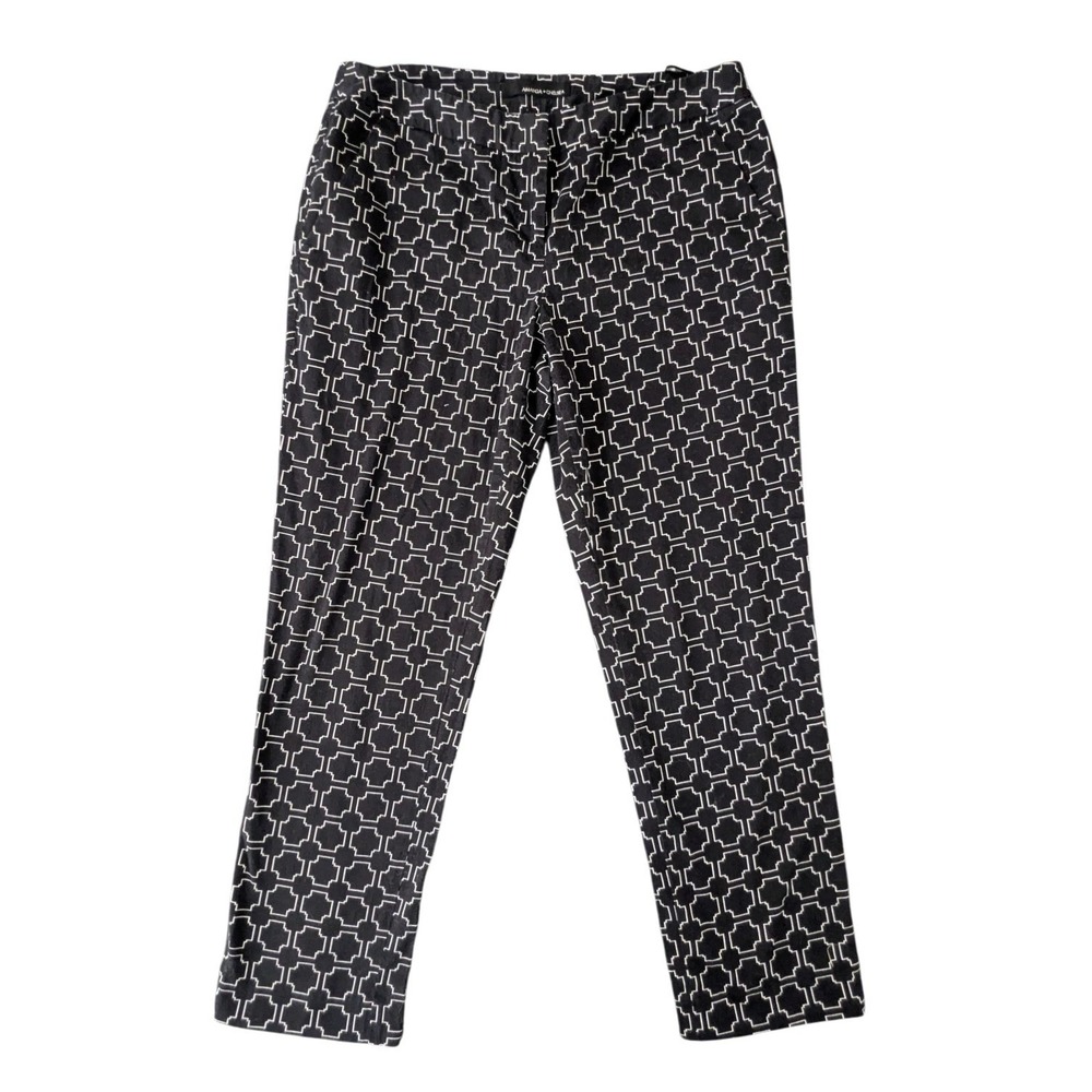 Amanda + Chelsea Geometric Print Black White Slim Ankle Pants Trousers Size‎ 8